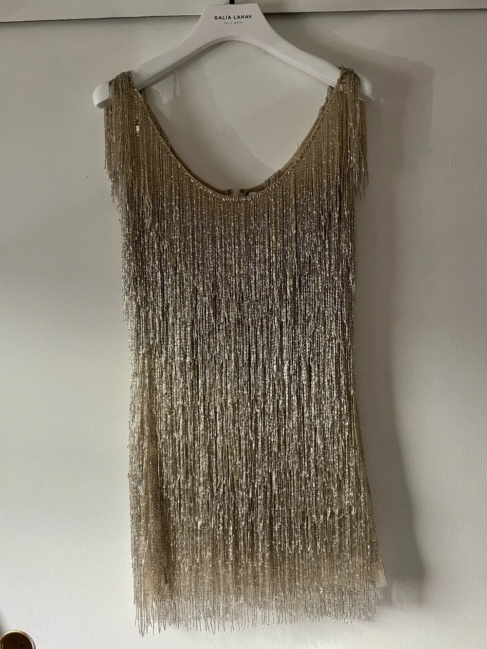Galia Lahav Daisy Fringe Beaded Mini Cocktail Dress - Picture 1 of 8